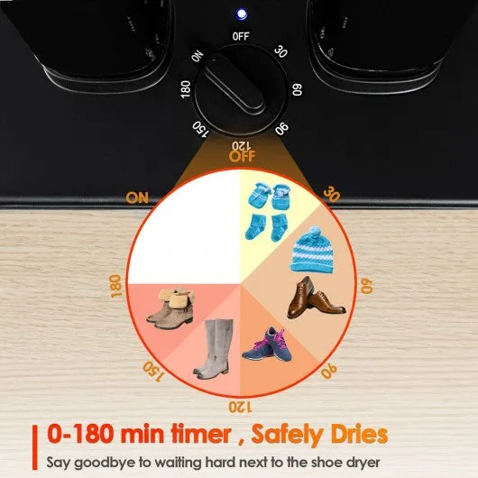 2-Shoe Portable Adjustable Electric Shoe Dryer withTimer