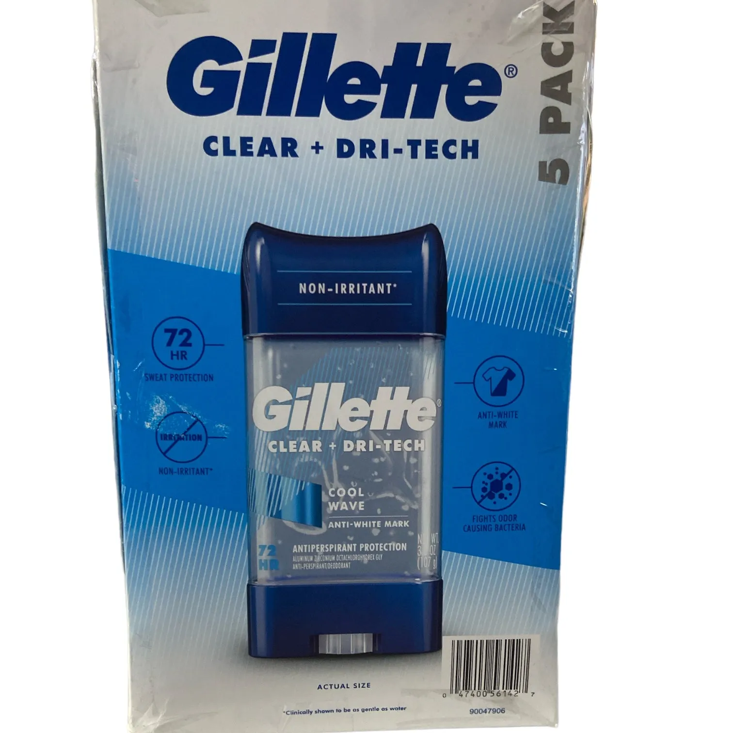 5 Pk Gillette Cool Wave Clear Gel Antiperspirant Deodorant, EXP 10/24