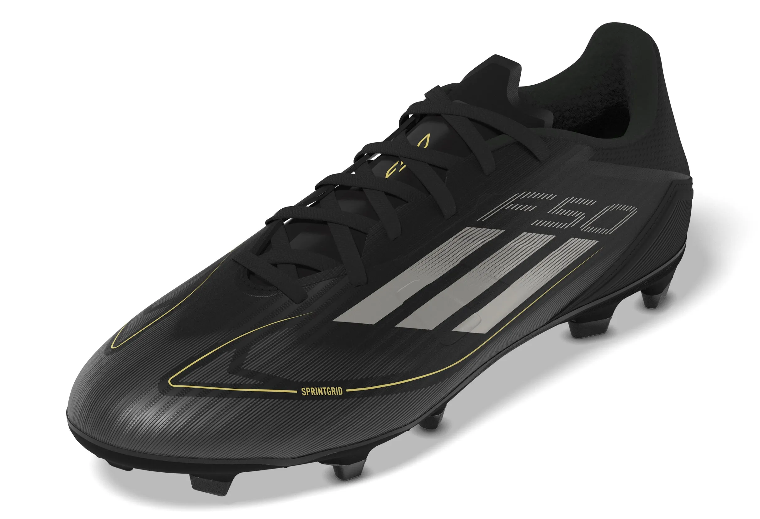 adidas F50 League FG/MG Firm Ground- Black/ Iron/ Gold