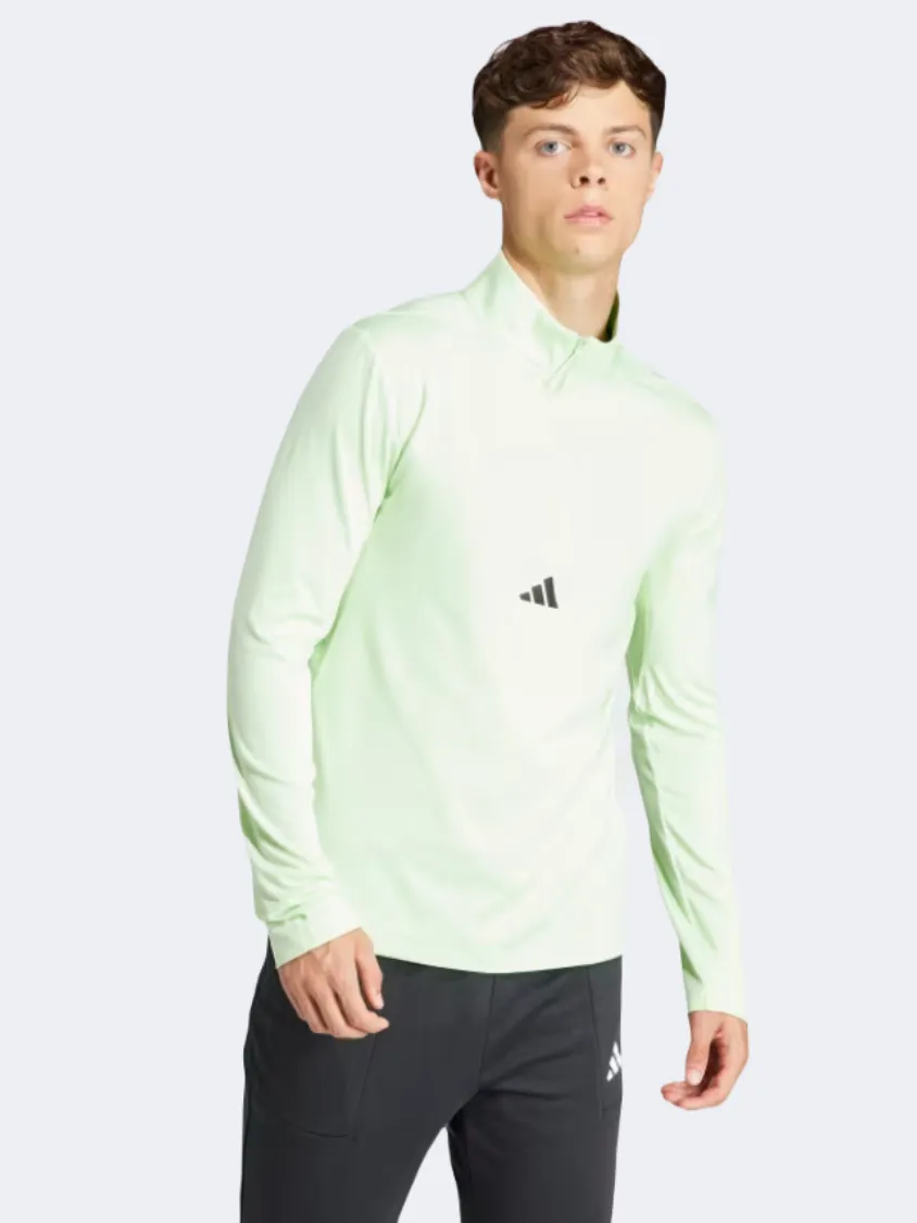 Adidas Workout Quarter Zip Men Training Hoody Green Spark/Black