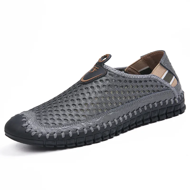 Aliders Large Size Men Hand Stitching Mesh Water Shoes Outdoor Slip Resistant Sneakers