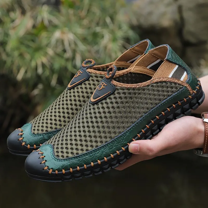 Aliders Large Size Men Hand Stitching Mesh Water Shoes Outdoor Slip Resistant Sneakers