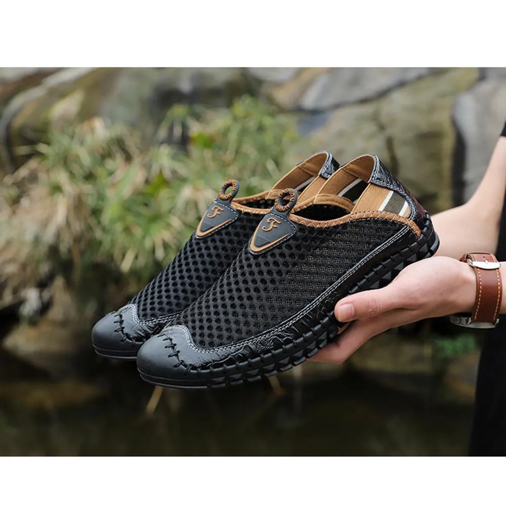 Aliders Large Size Men Hand Stitching Mesh Water Shoes Outdoor Slip Resistant Sneakers