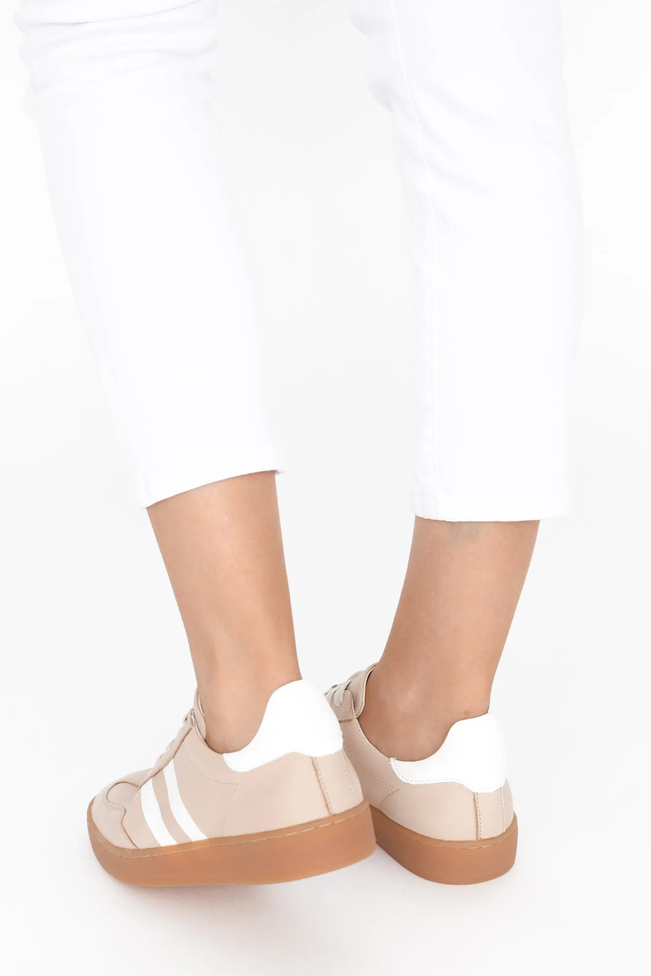 Aloha Beige Stripe Suede Sneaker