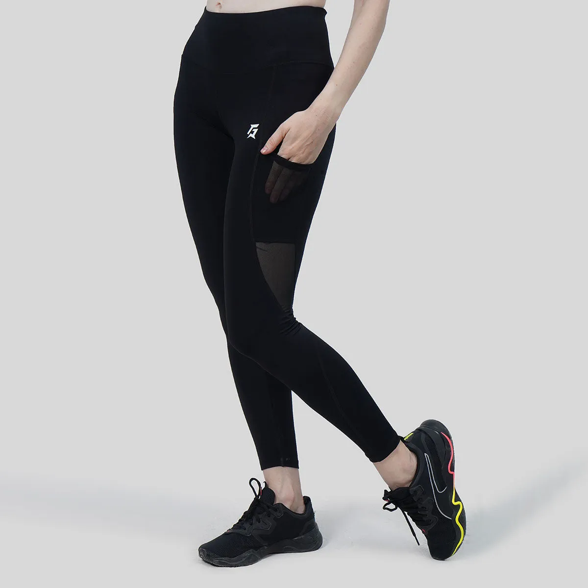 Angles Side Mesh Leggings (Black)