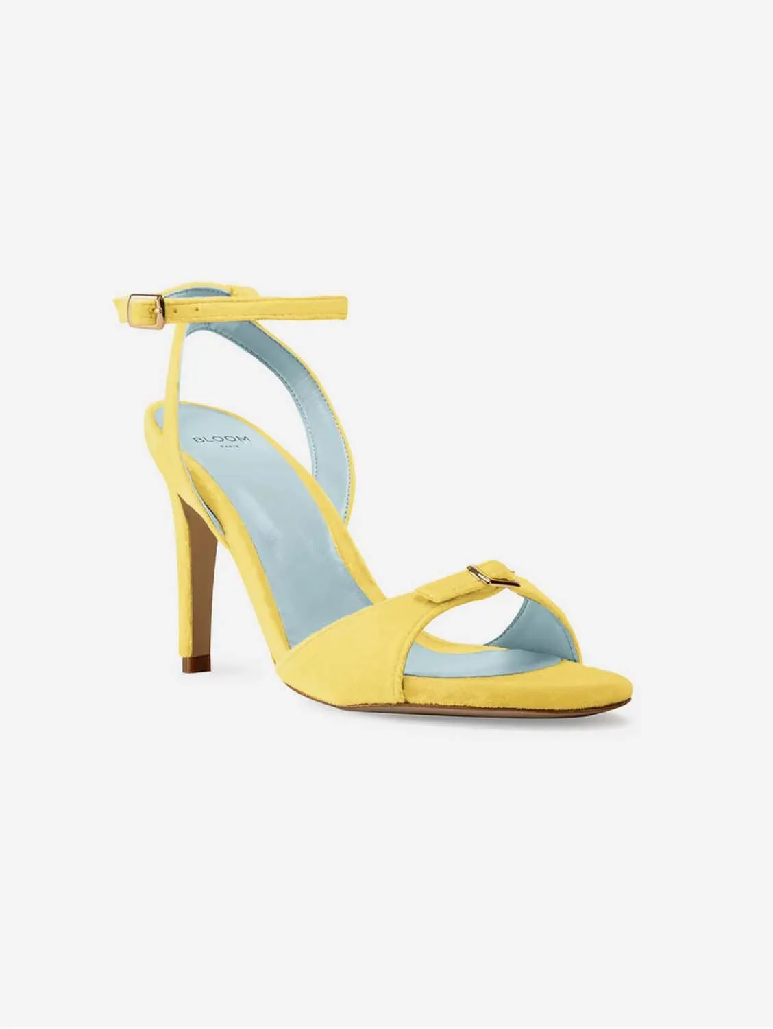 Anna Vegan Velvet Heeled Sandals | Yellow