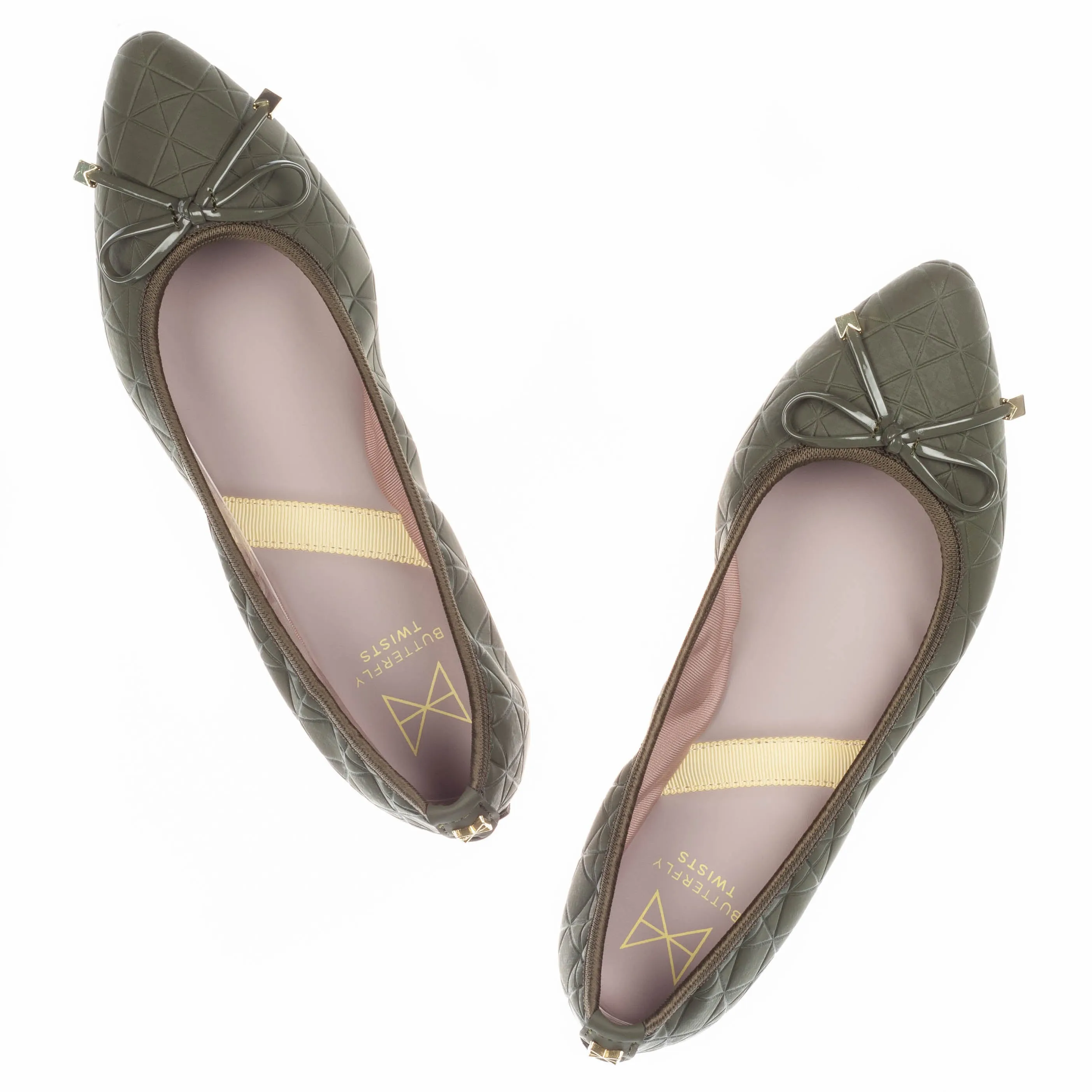 ANNIE Ballet Flat Shoes - Olive Rubber