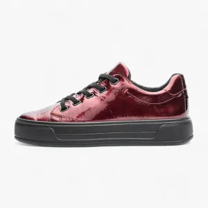 Ara Red Patent Trainer Style Shoe with Black Laces & Platform Sole - Wide Fit, Comfort Focused