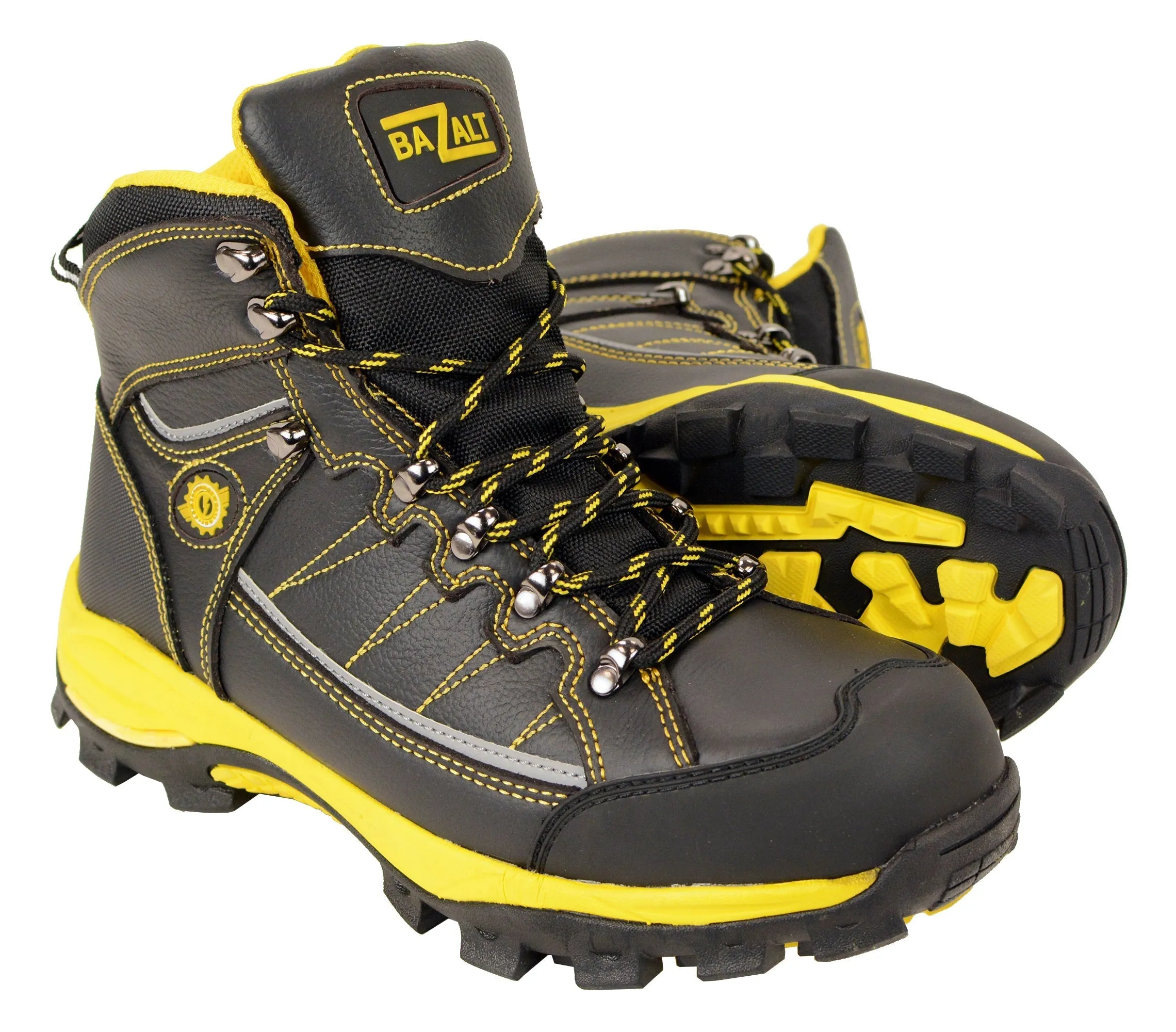 BAZALT-Men's Black & Yellow Water & Frost Proof Leather Boots-BLK/YELLOW-7