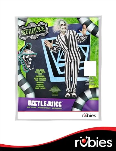 Beetlejuice Deluxe Costume, Black/White, X-Large