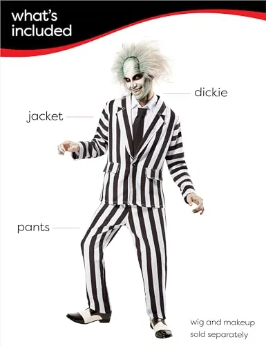 Beetlejuice Deluxe Costume, Black/White, X-Large