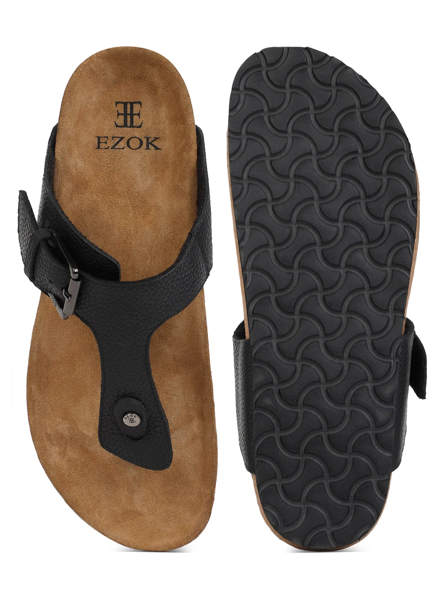 black Leather sandal for men