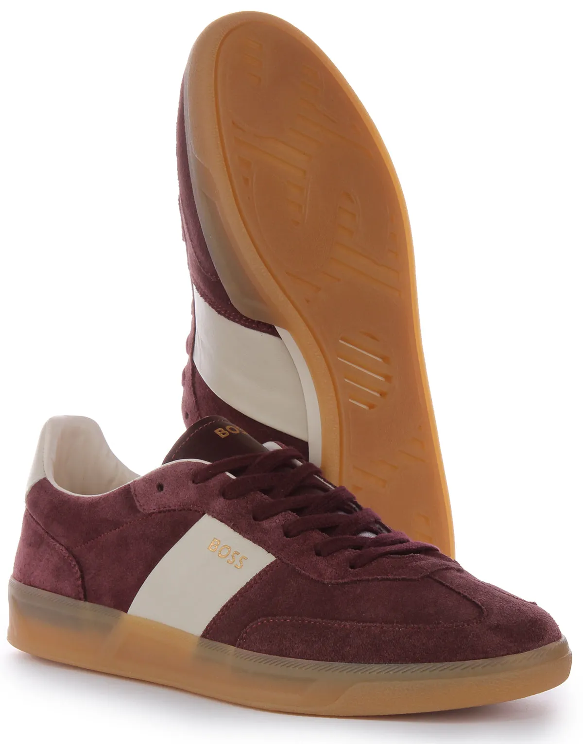 Boss Brandon Tennis Suede In Maroon For Men