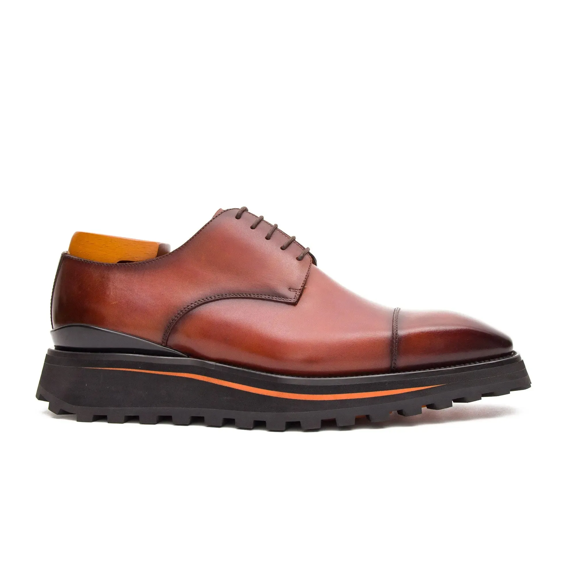 Calf leather dress three quarters derby shoes Brown