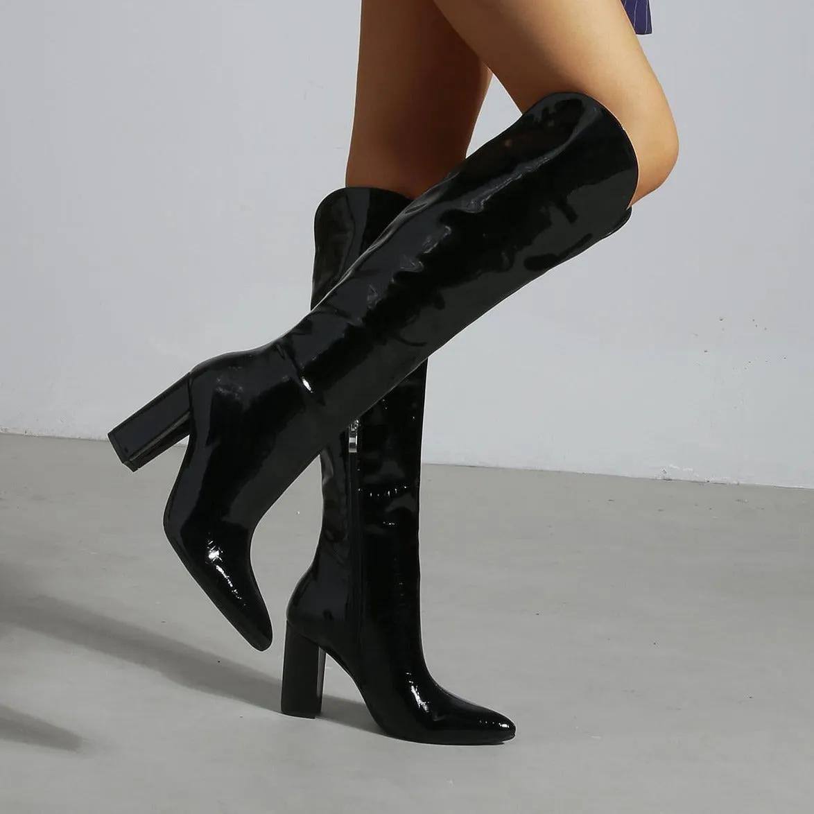 Chunky Heeled Thigh-high Boots