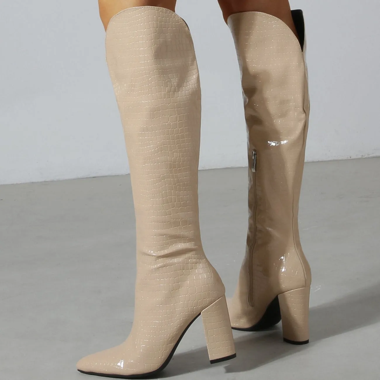 Chunky Heeled Thigh-high Boots