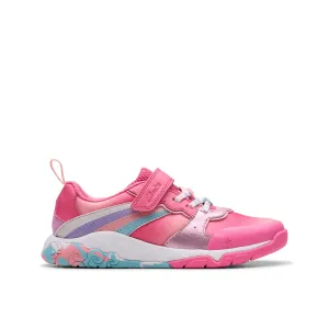 Clarks Tidal Star K Girls Bright Pink Trainer