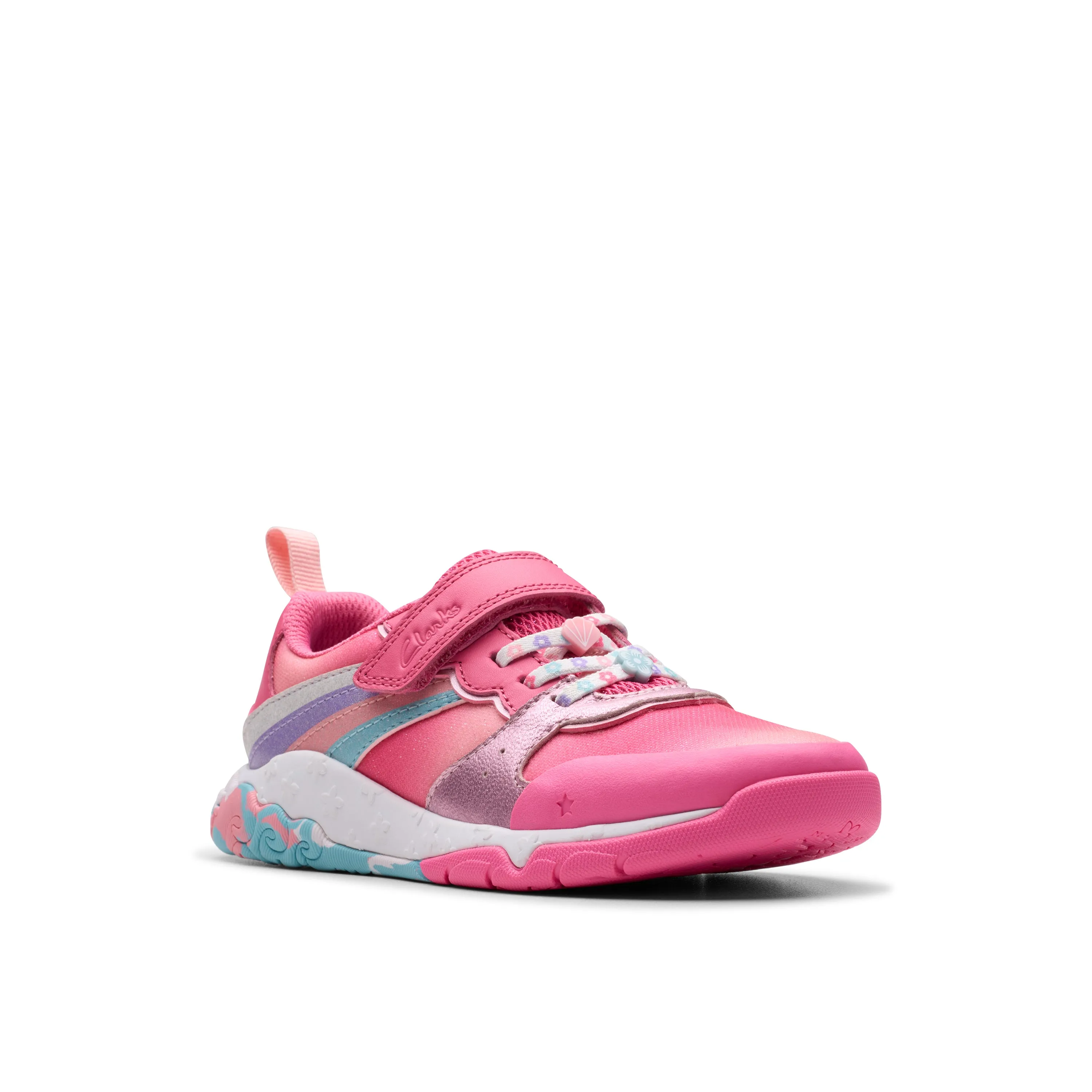 Clarks Tidal Star K Girls Bright Pink Trainer