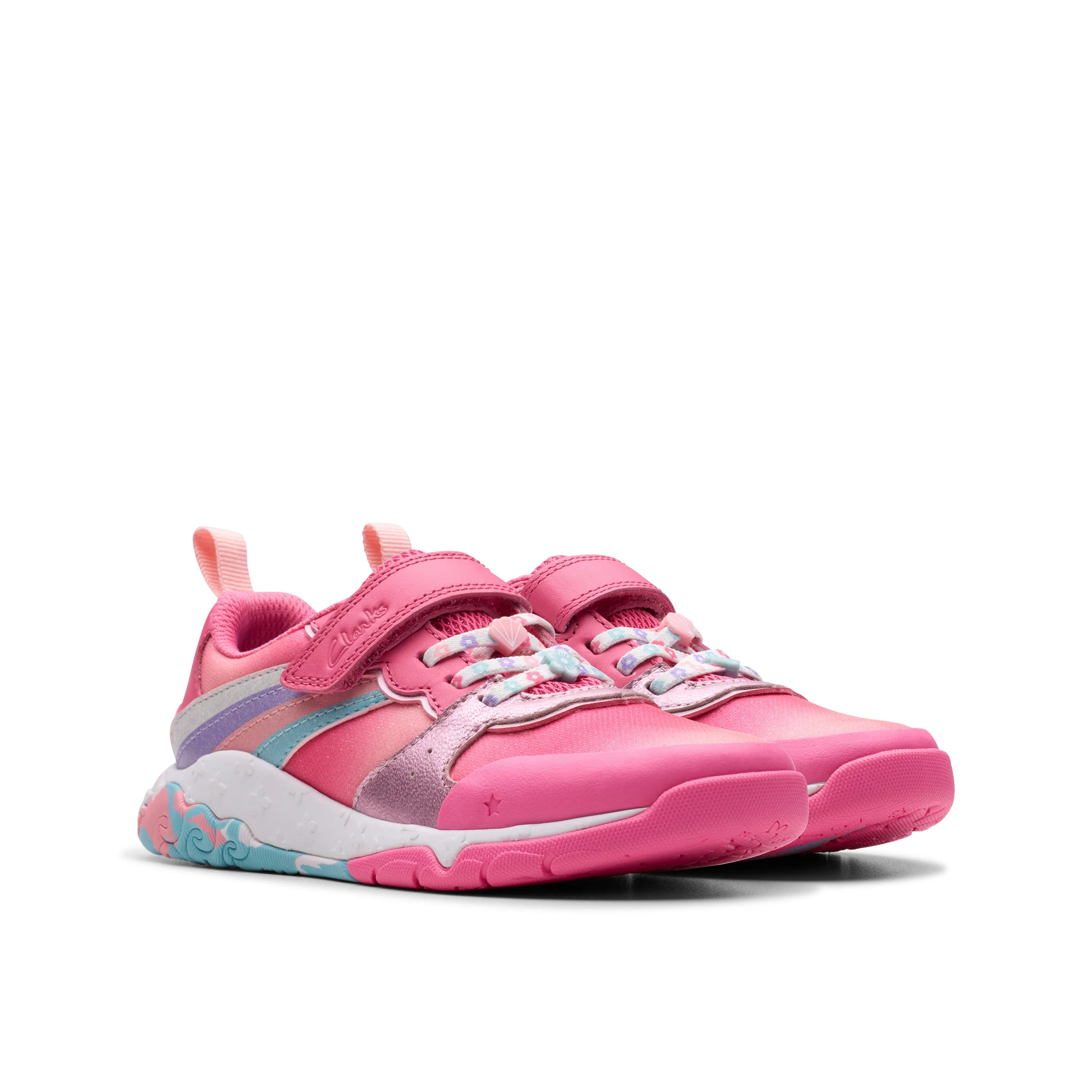 Clarks Tidal Star K Girls Bright Pink Trainer