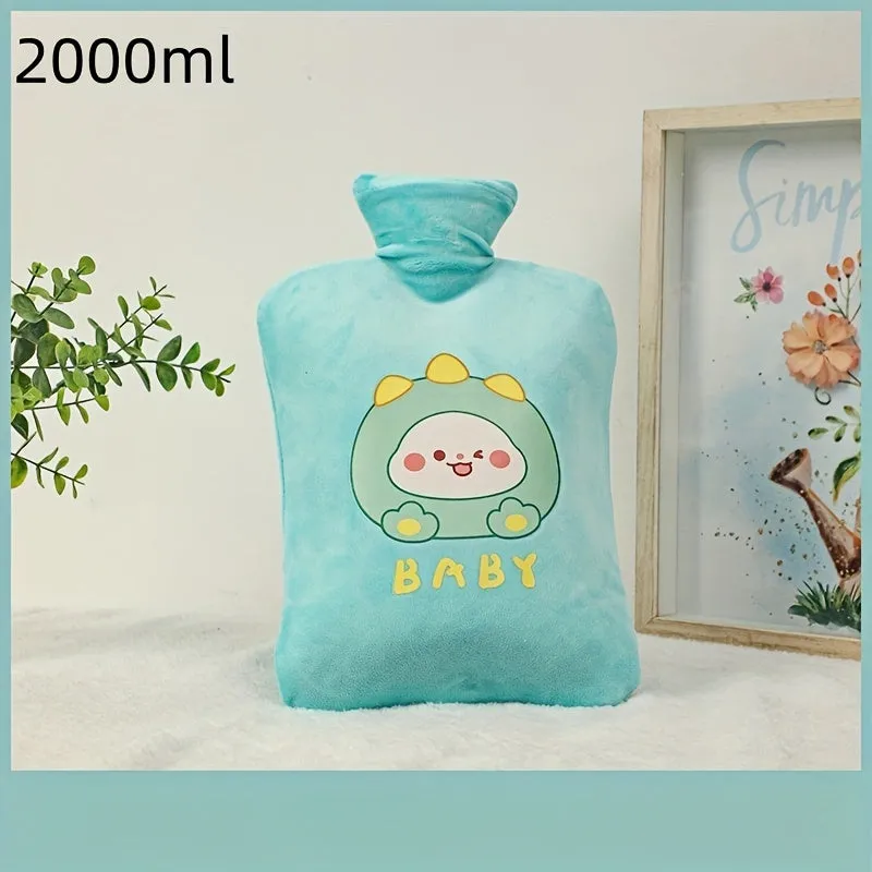 Cozy Cartoon Plush Hand Warmer - 16.91-67.63oz Winter Hot Water Bottle, PVC Material, No Batteries Required