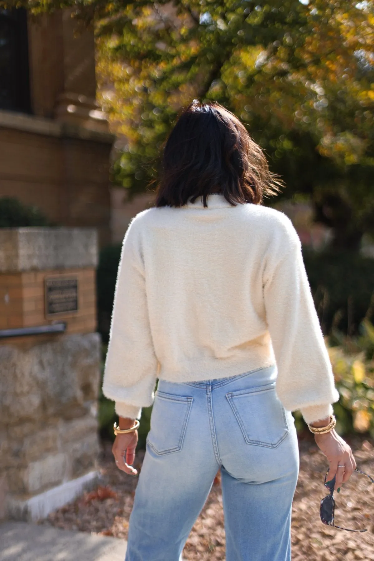 Cream Boat Neck Pointelle Sweater - FINAL SALE