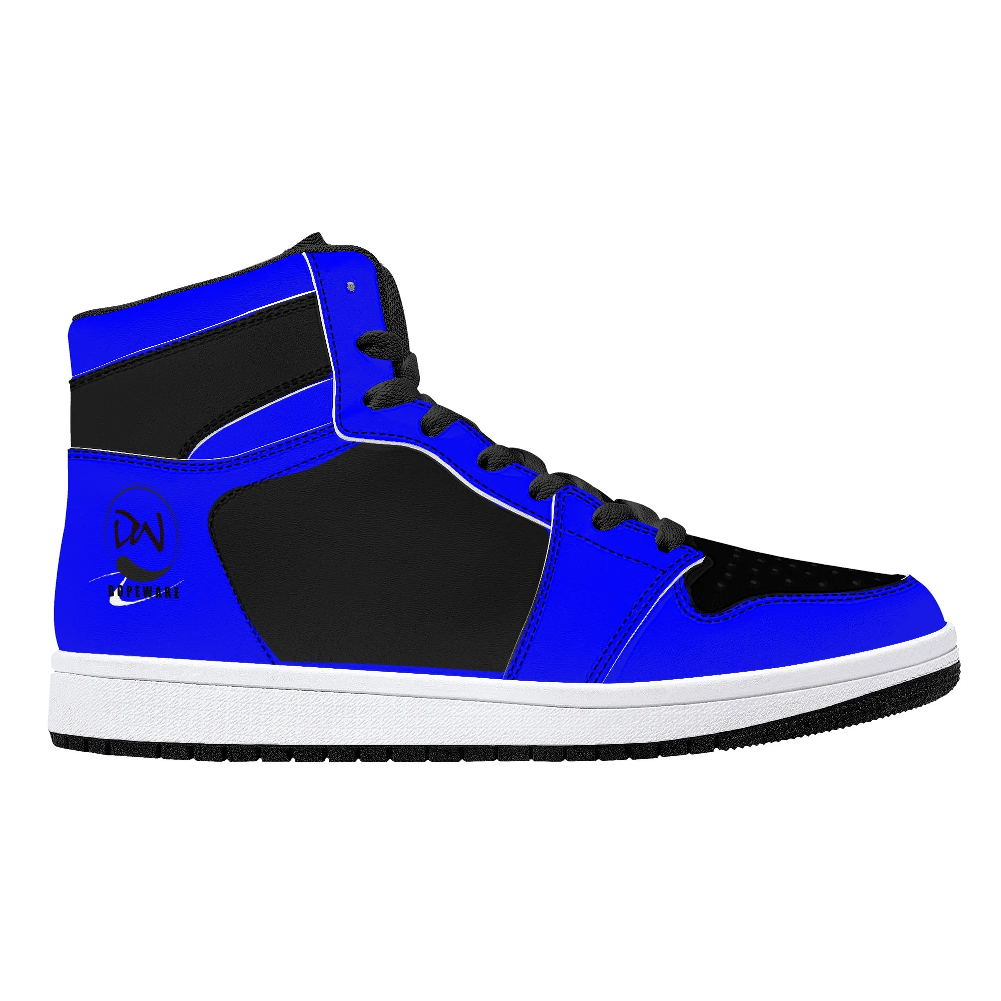 D16 High-Top Leather Sneakers - Black and Blue