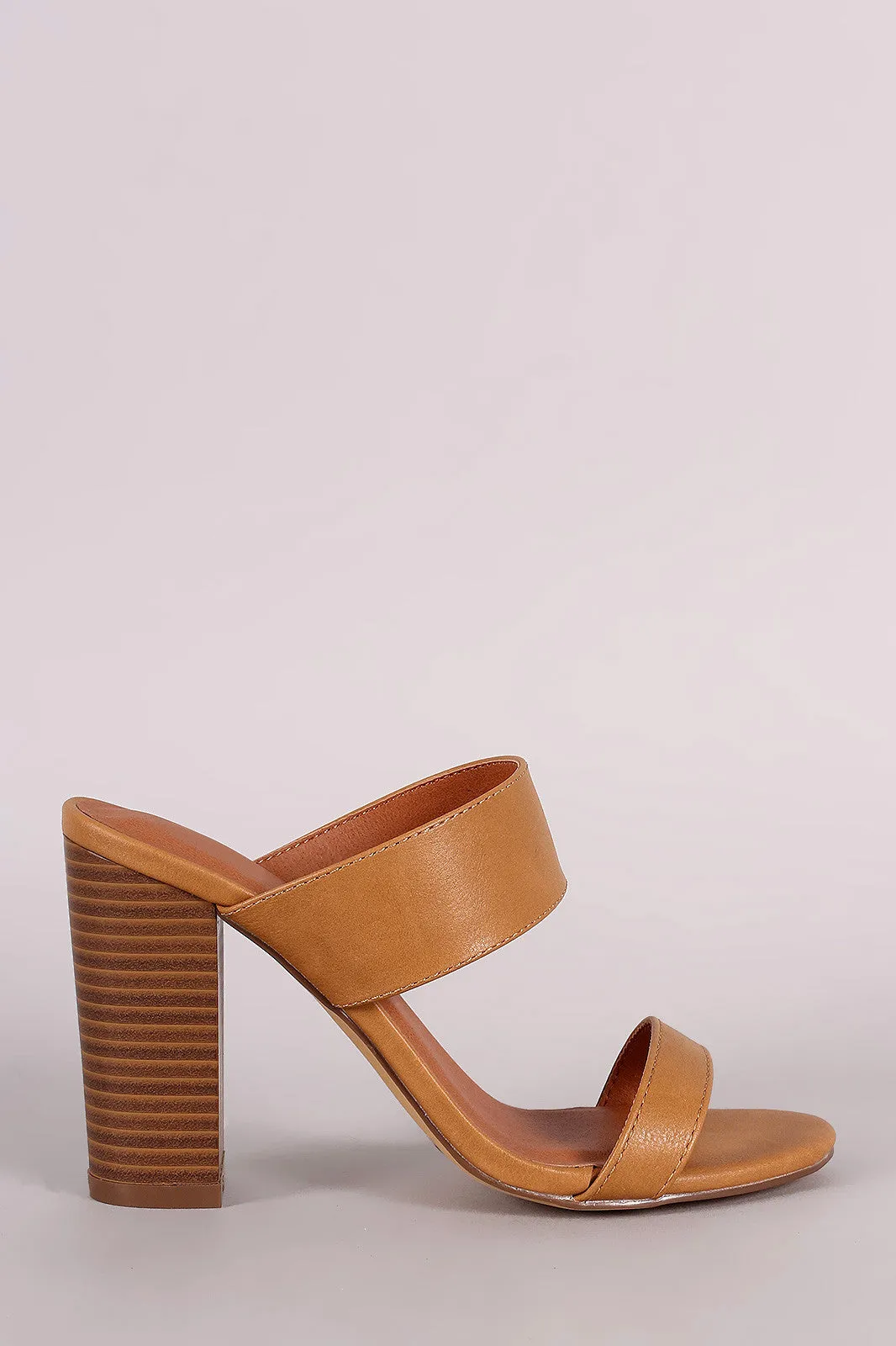 Double Band Open Toe Chunky Heel