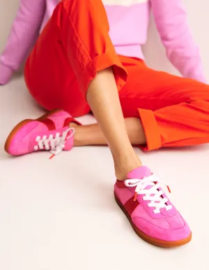 Erin Retro Tennis Trainers-Pink Colourblock