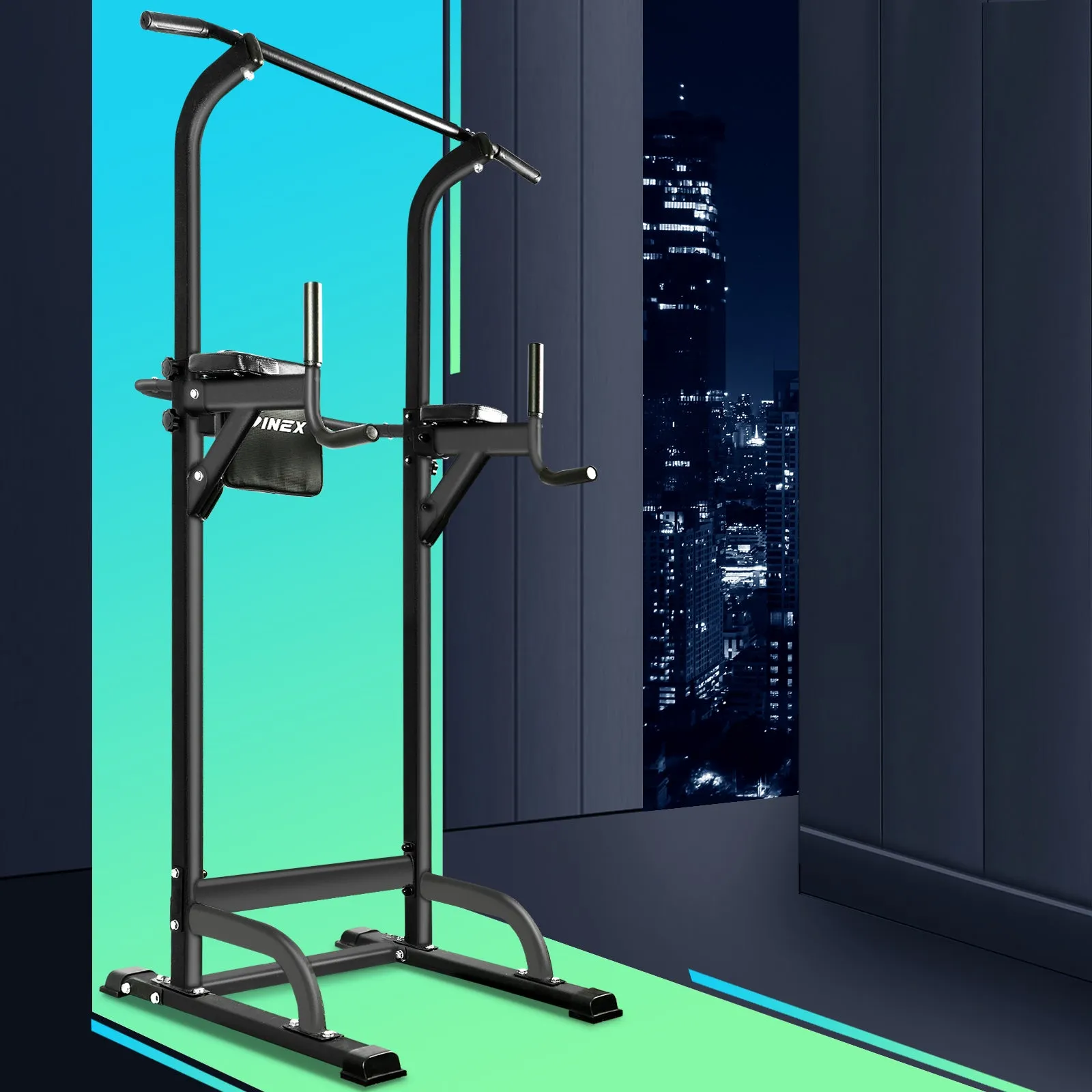 Finex Power Tower Chin Up Station Push Pull Up Bar Knee Raise Weight Dip Gym