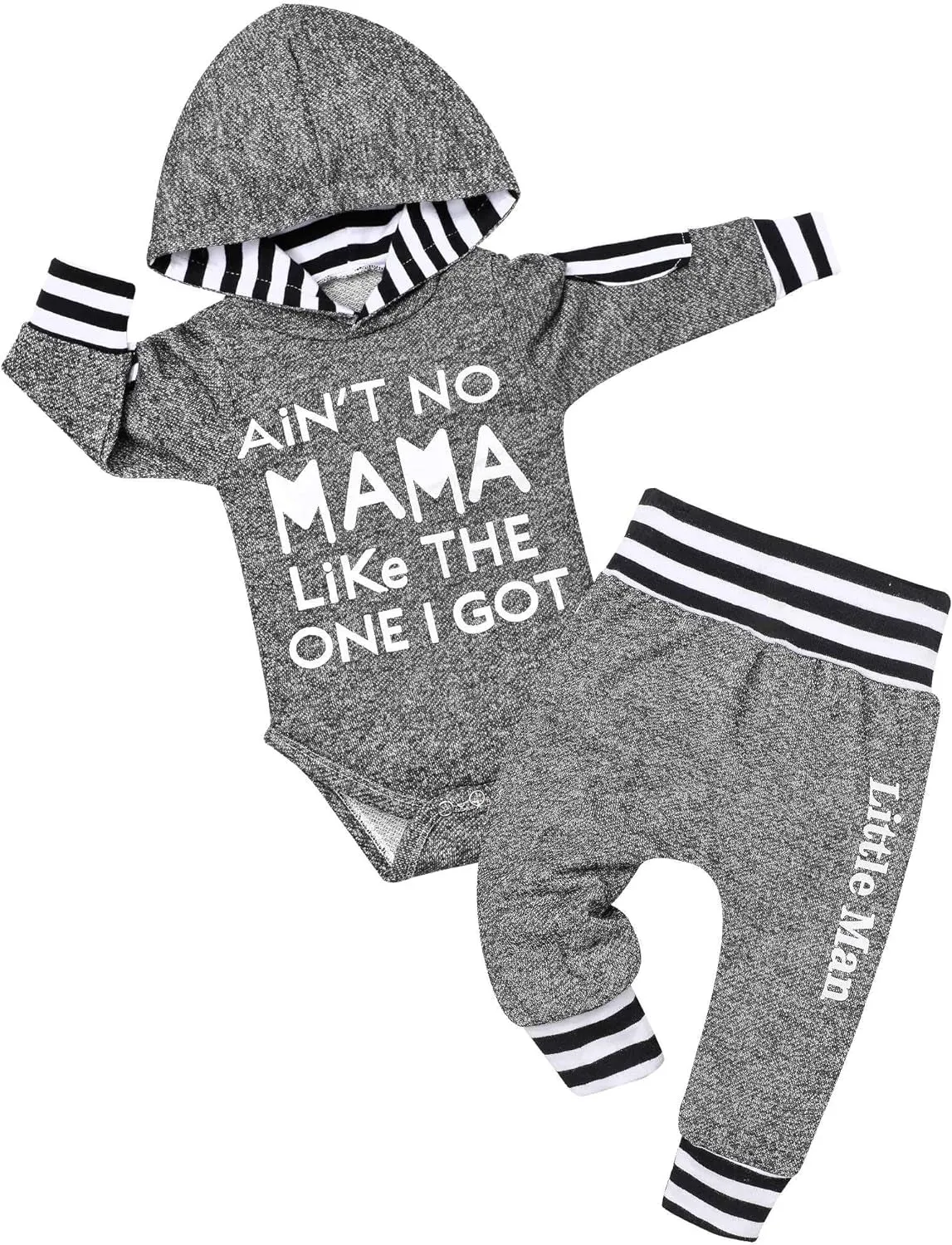 Fommy Newborn Baby Boy Clothes Plaid Letter Print Long Sleeve Hoodies   Long Pants 2PCS Fall Winter Outfits Set