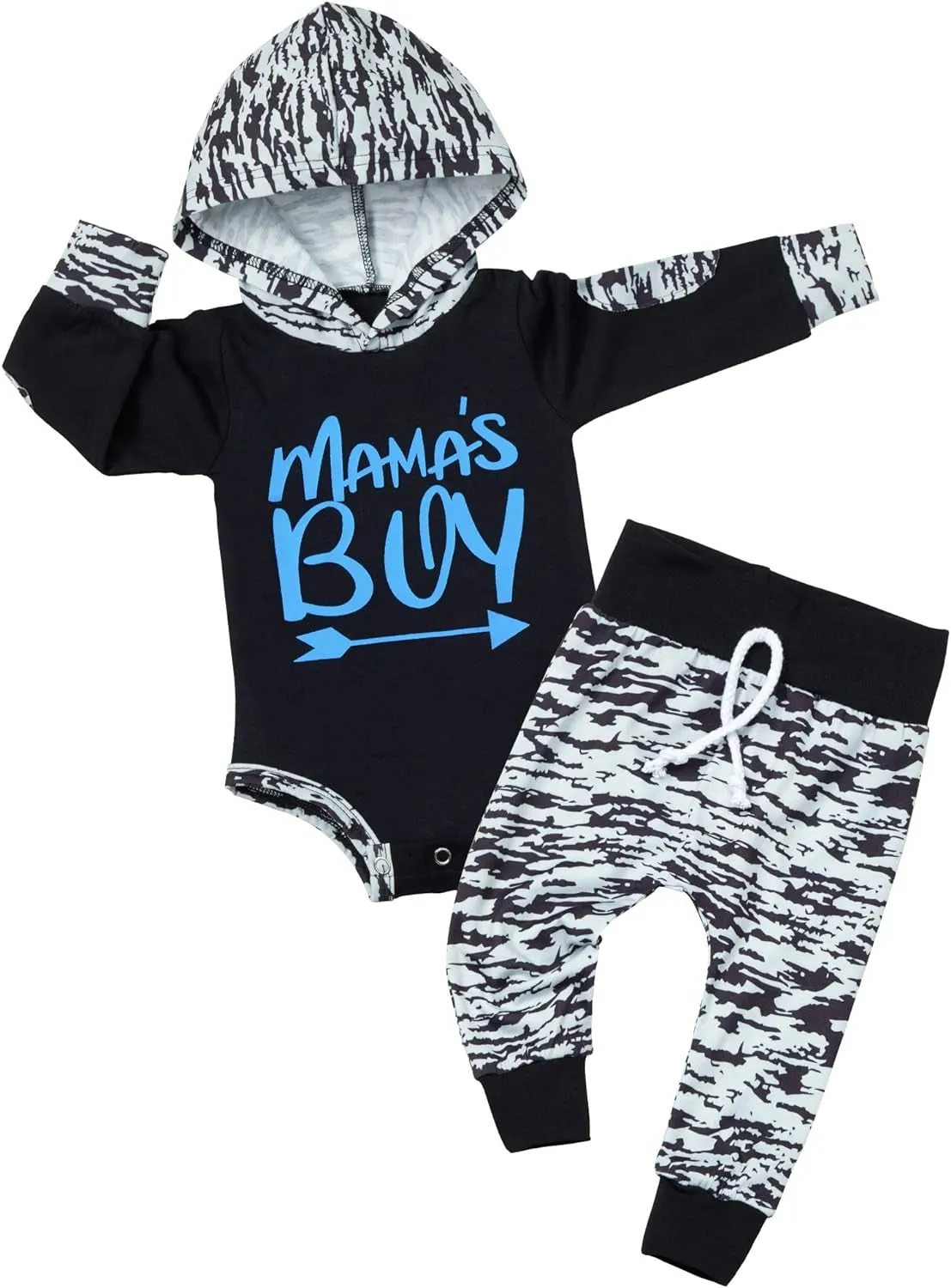 Fommy Newborn Baby Boy Clothes Plaid Letter Print Long Sleeve Hoodies   Long Pants 2PCS Fall Winter Outfits Set