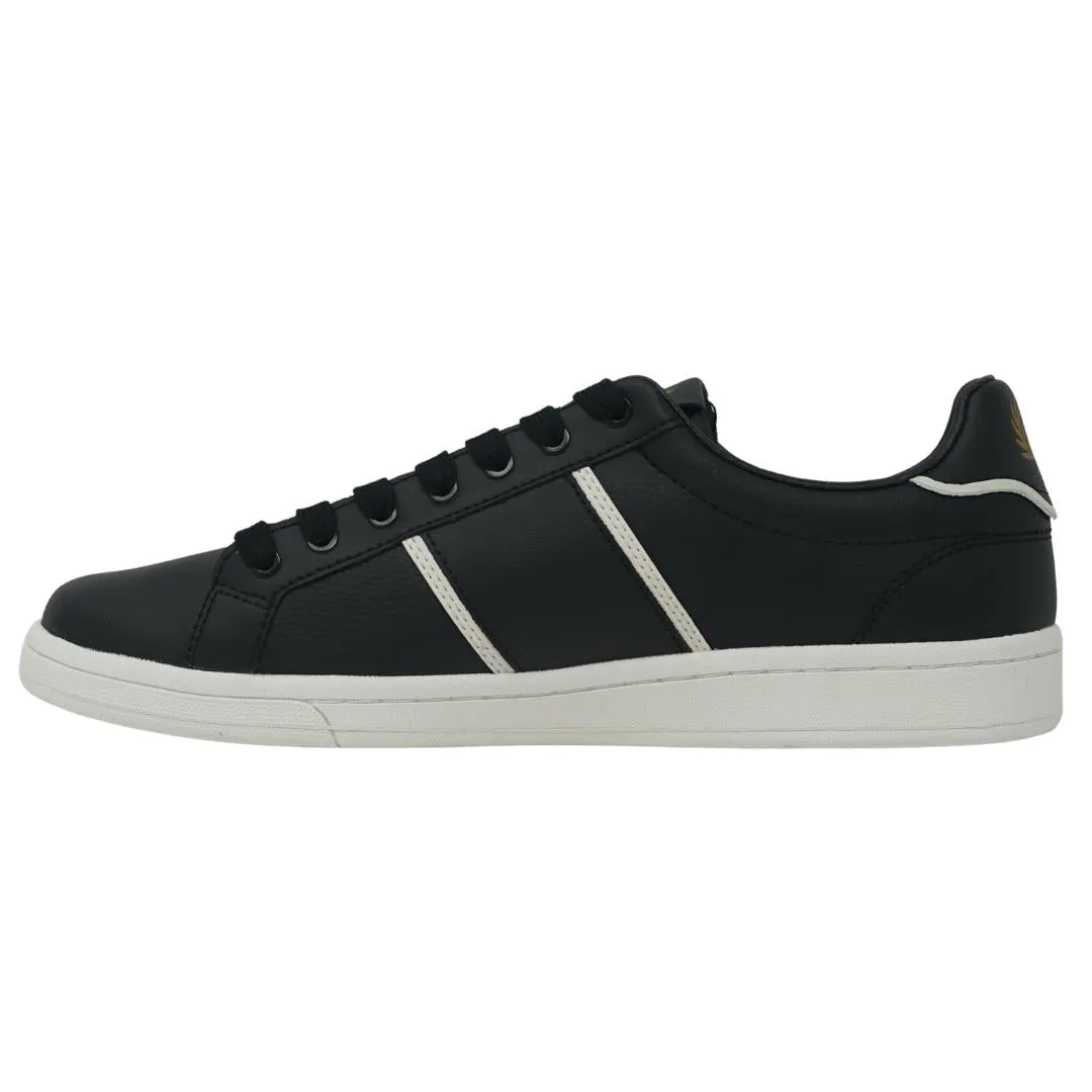 Fred Perry Debossed Branding Leather Mens Black Trainers