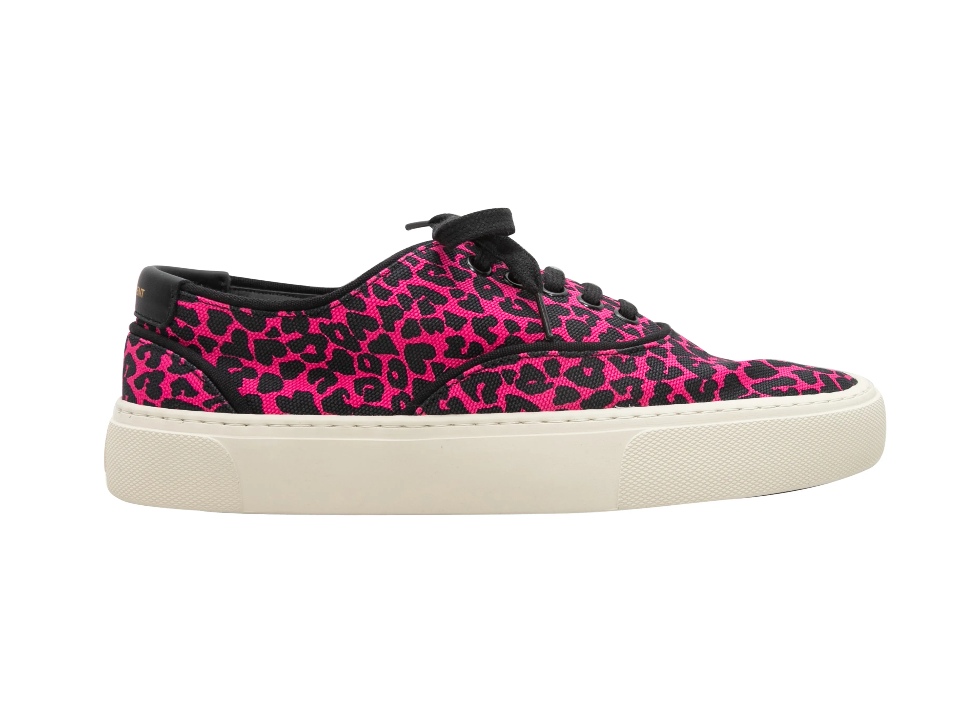 Fuchsia & Black Saint Laurent Leopard Print Low-Top Sneakers Size 38