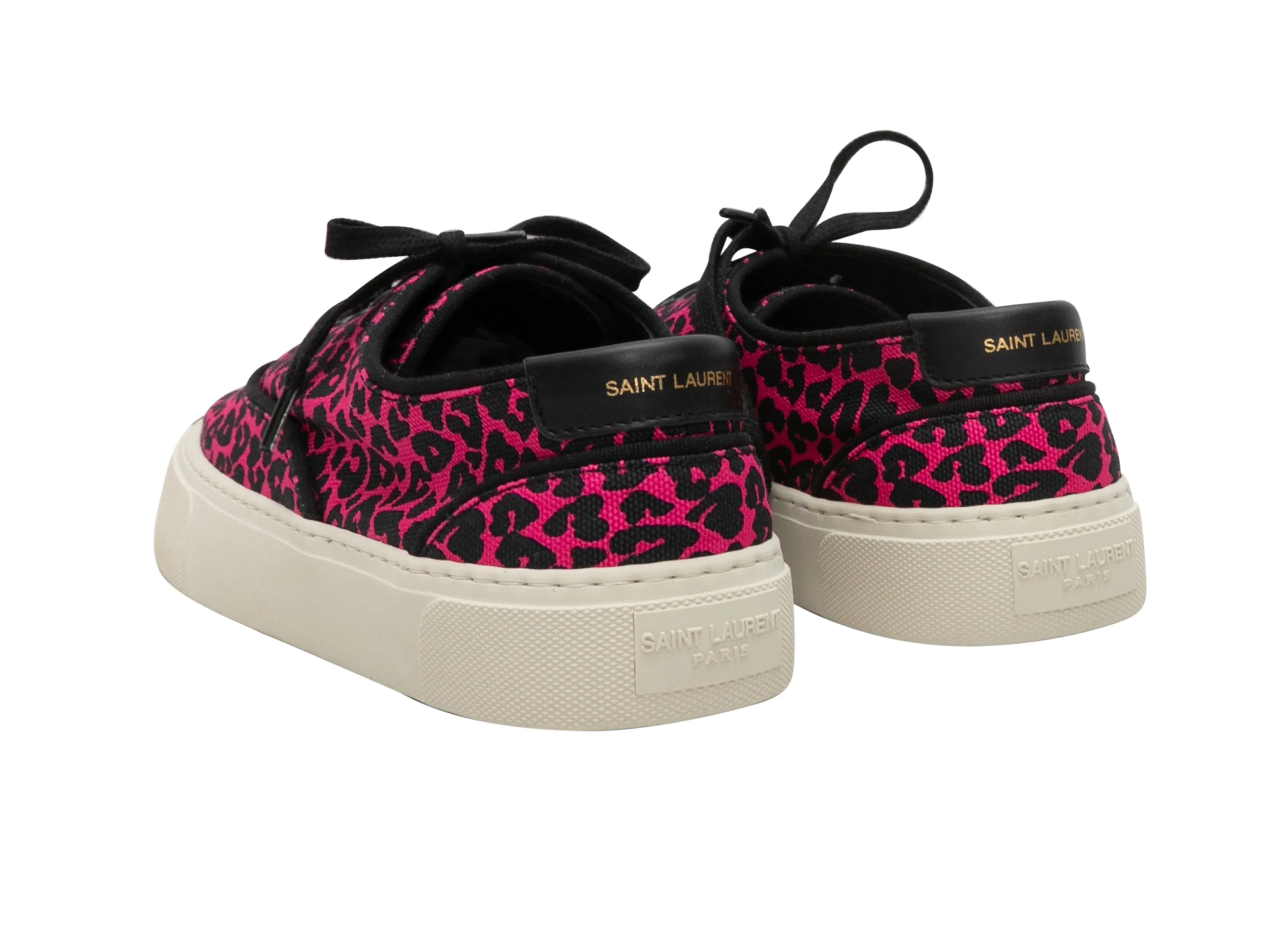 Fuchsia & Black Saint Laurent Leopard Print Low-Top Sneakers Size 38