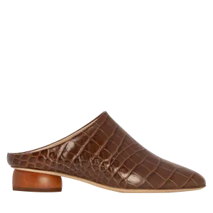 Gaby Mules Leather Croc Brown