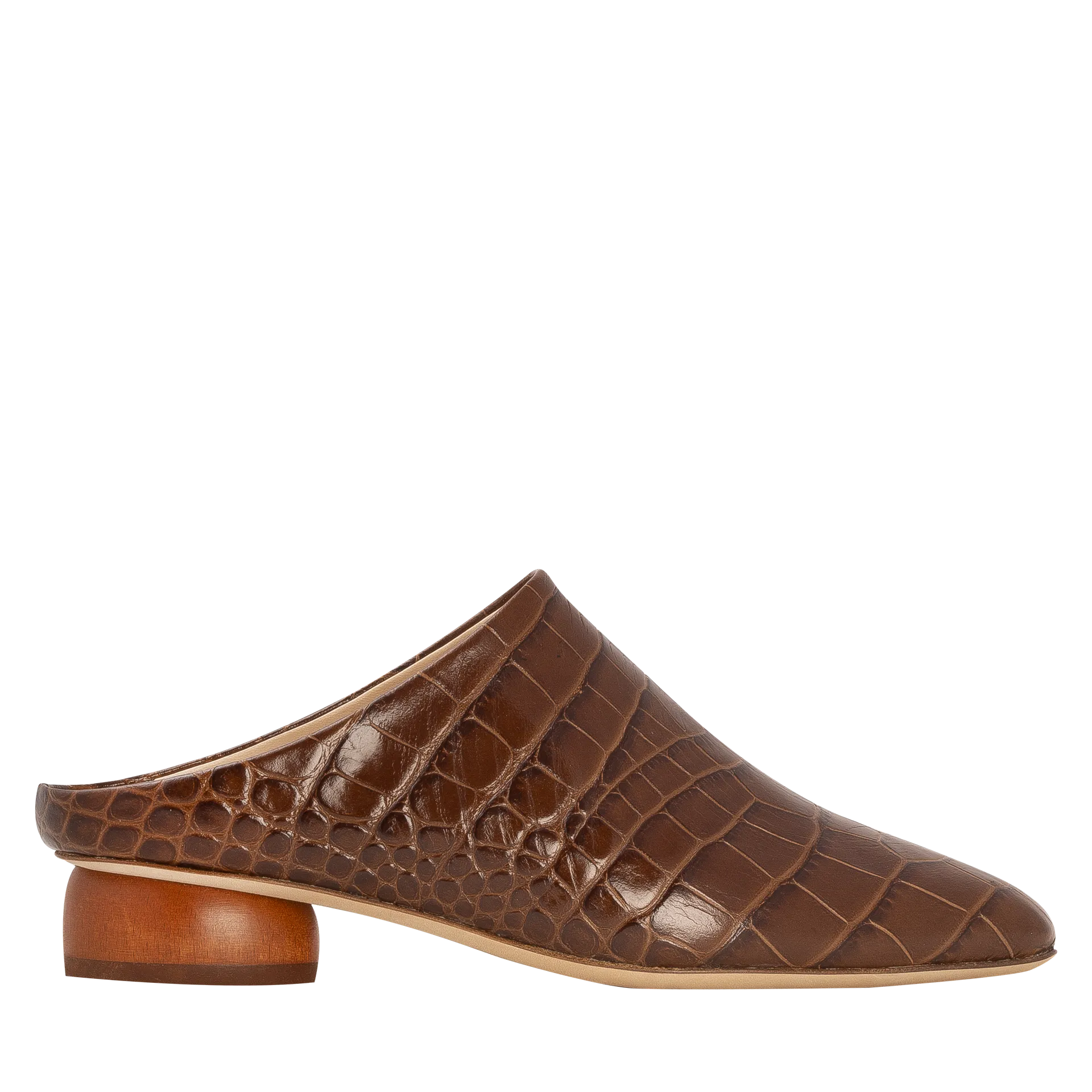 Gaby Mules Leather Croc Brown