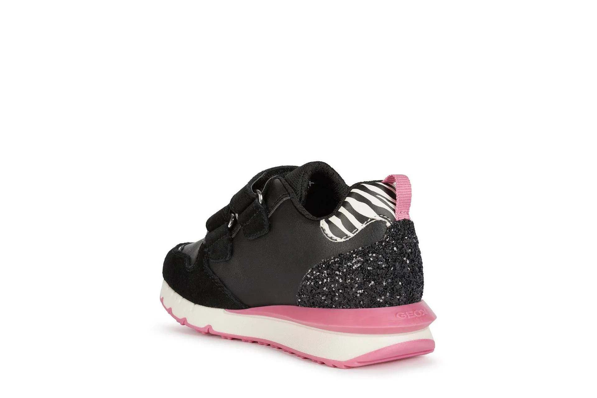 Geox Fastics Girls Black-Fuchsia Animal Print Trainer