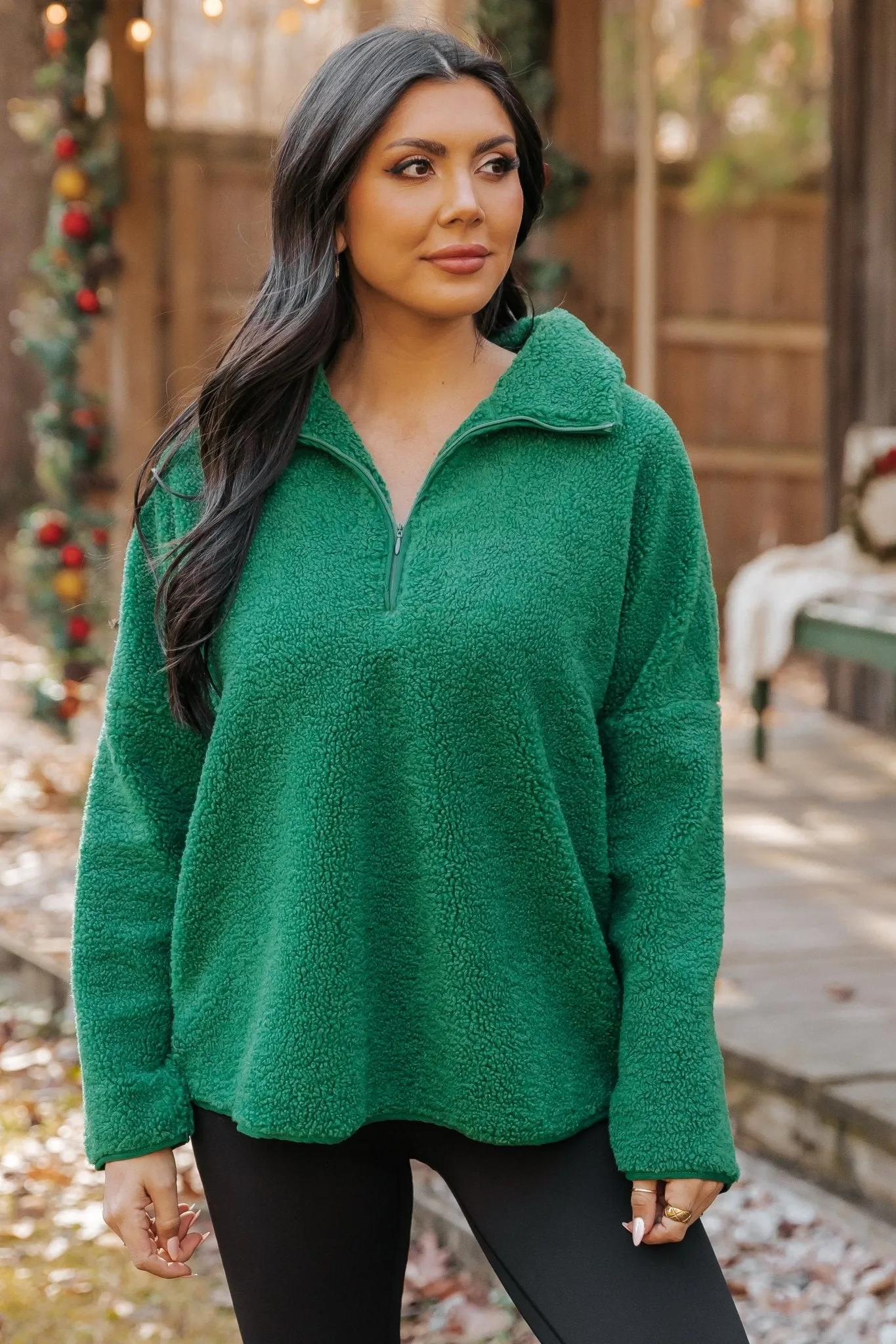 Green Sherpa Zip Up Jacket