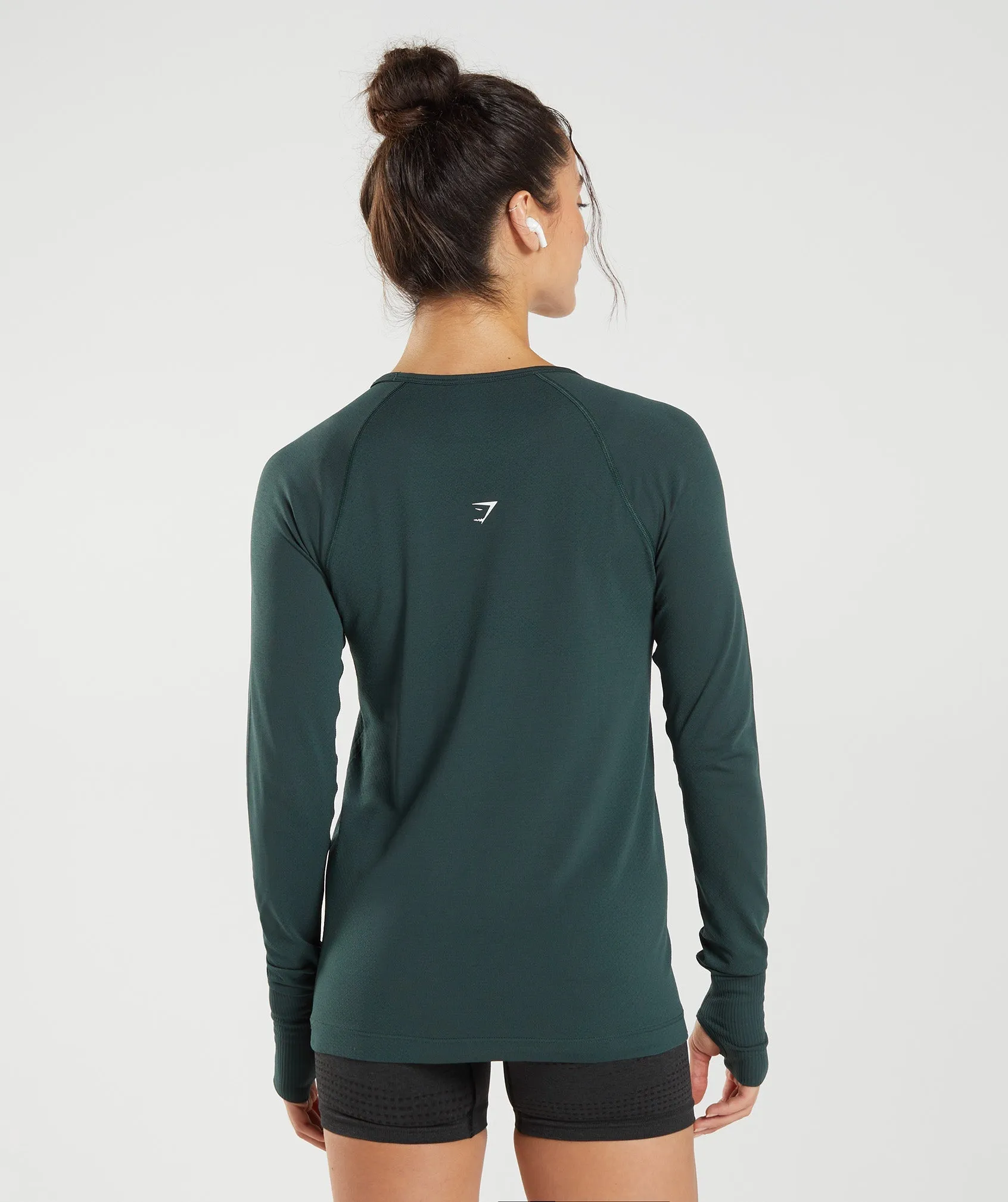 Gymshark Vital Seamless 2.0 Light Long Sleeve Top - Woodland Green Marl