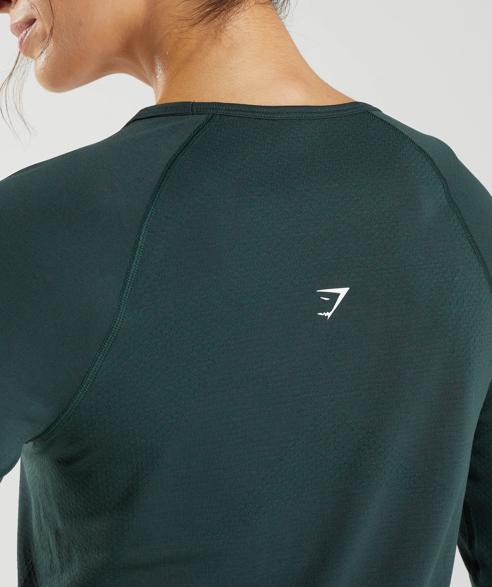 Gymshark Vital Seamless 2.0 Light Long Sleeve Top - Woodland Green Marl