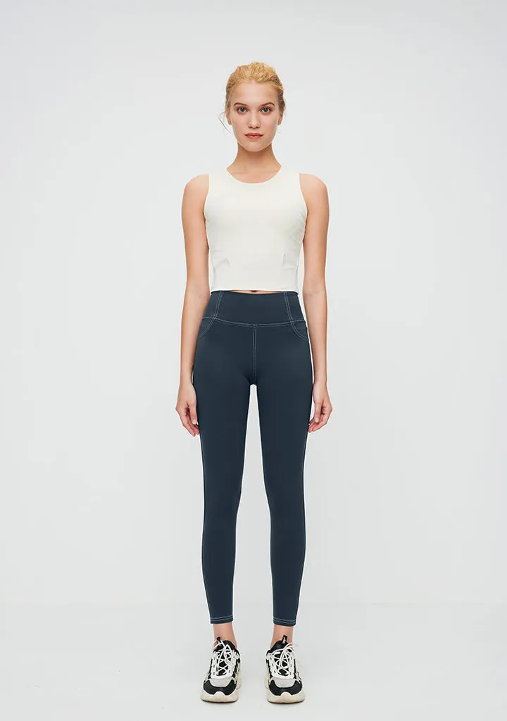 High Waisted 7/8 Tummy Control Legging with Back Pockets