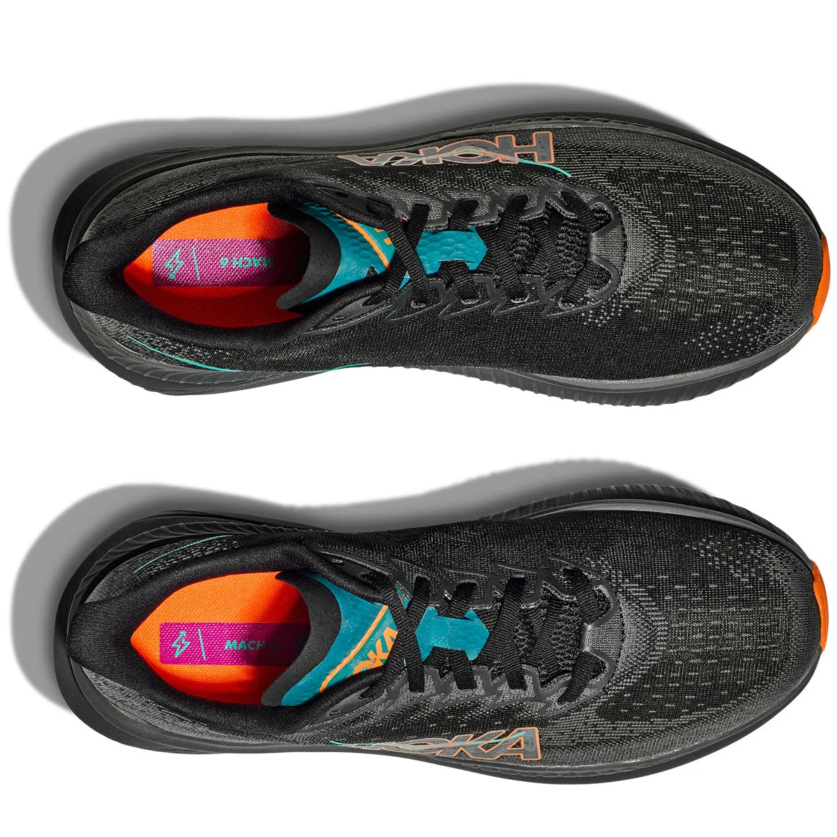 Hoka Mach 6 Running Shoes - Mens - Black/Electric Tangerine