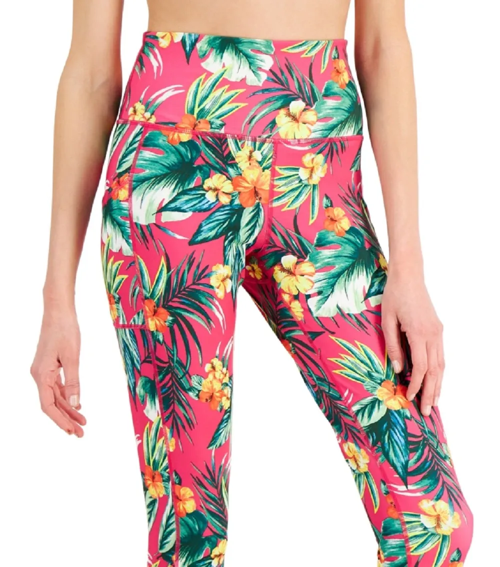 ID Ideology Women's Tropical Side Pocket 7/8 Leggings Pink Size X-Large