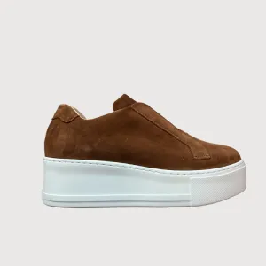 Jane Galland Chocolate Suede Flatform Laceless Trainers