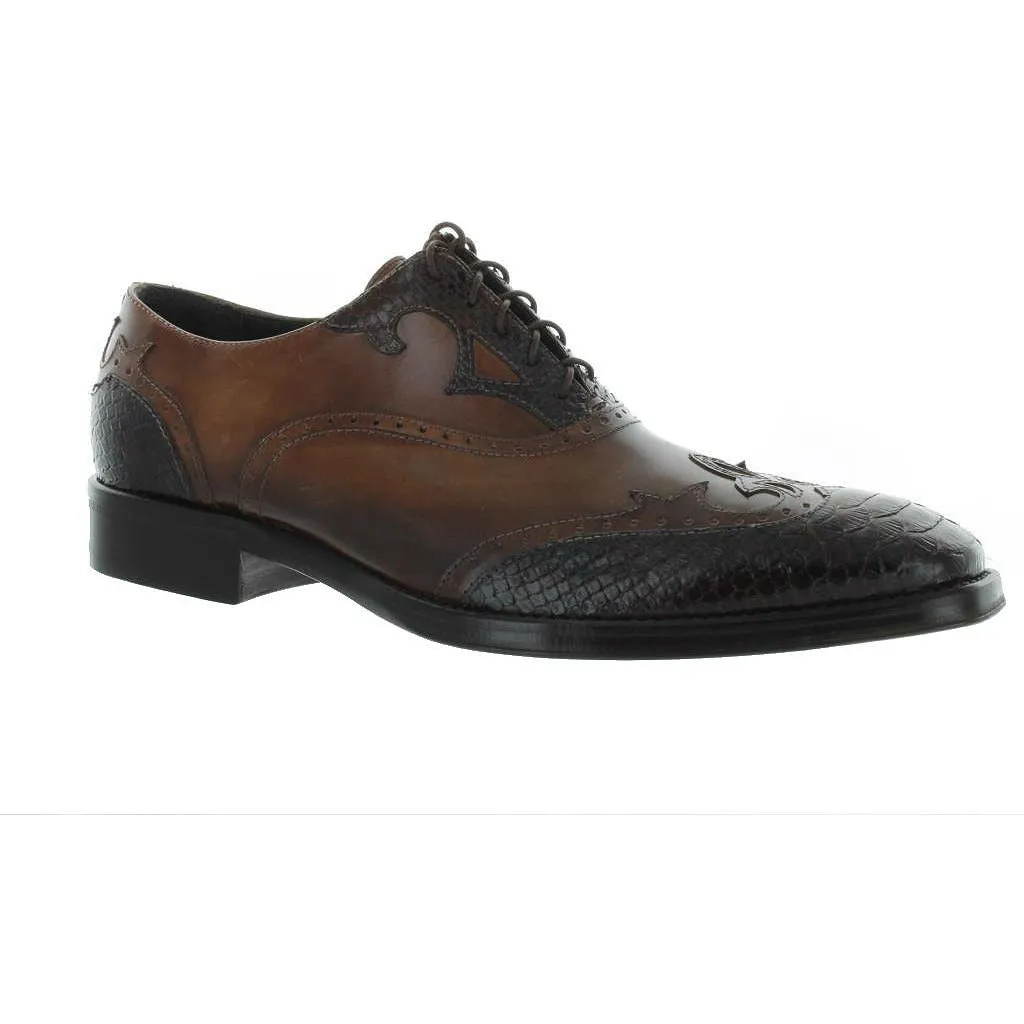 Jo Ghost Brown Python Wingtip Leather Uomo Diver