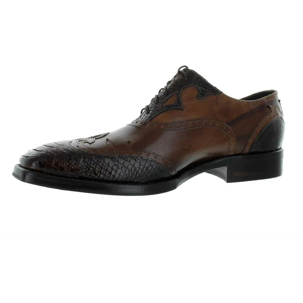 Jo Ghost Brown Python Wingtip Leather Uomo Diver