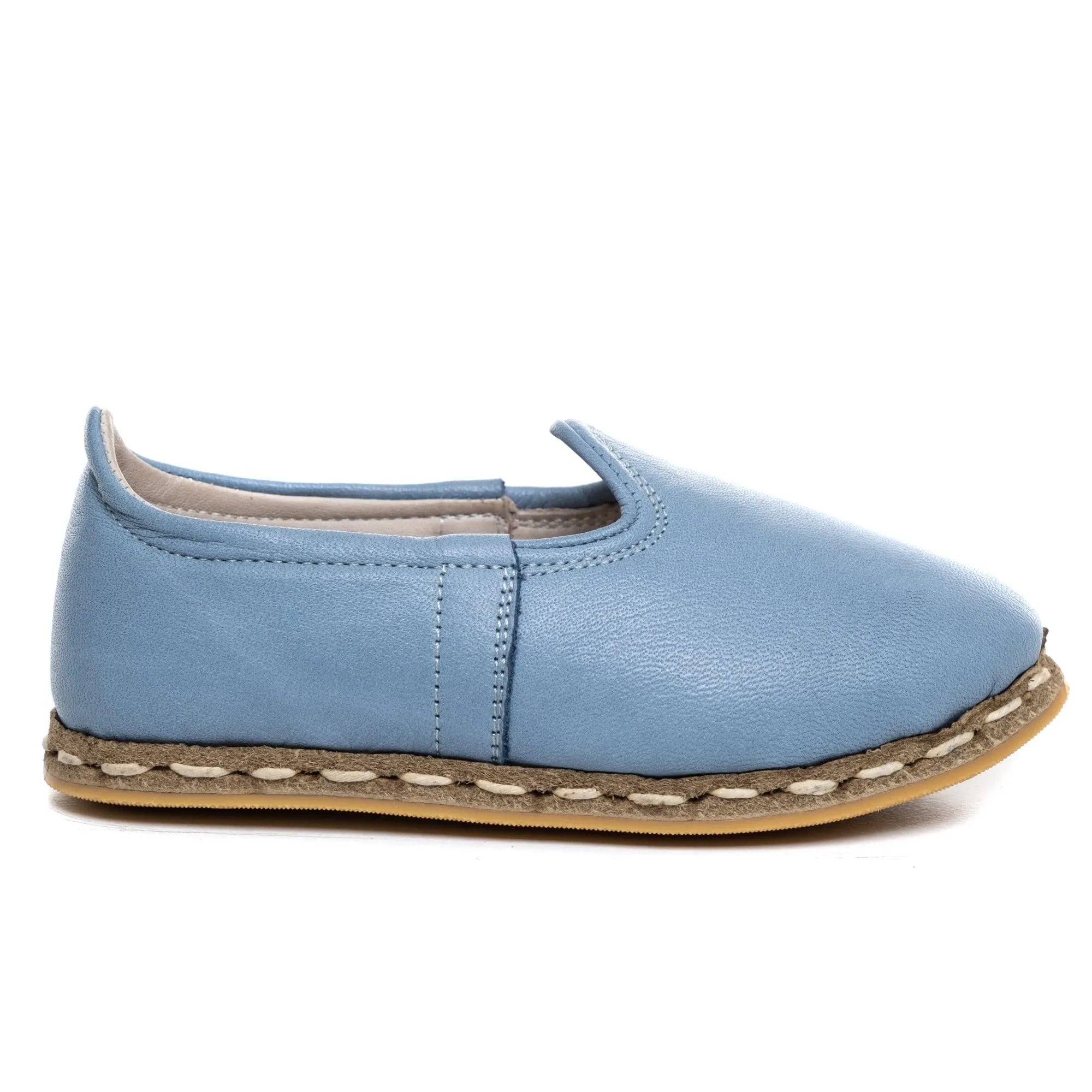 Kids Sky Blue Leather Shoes