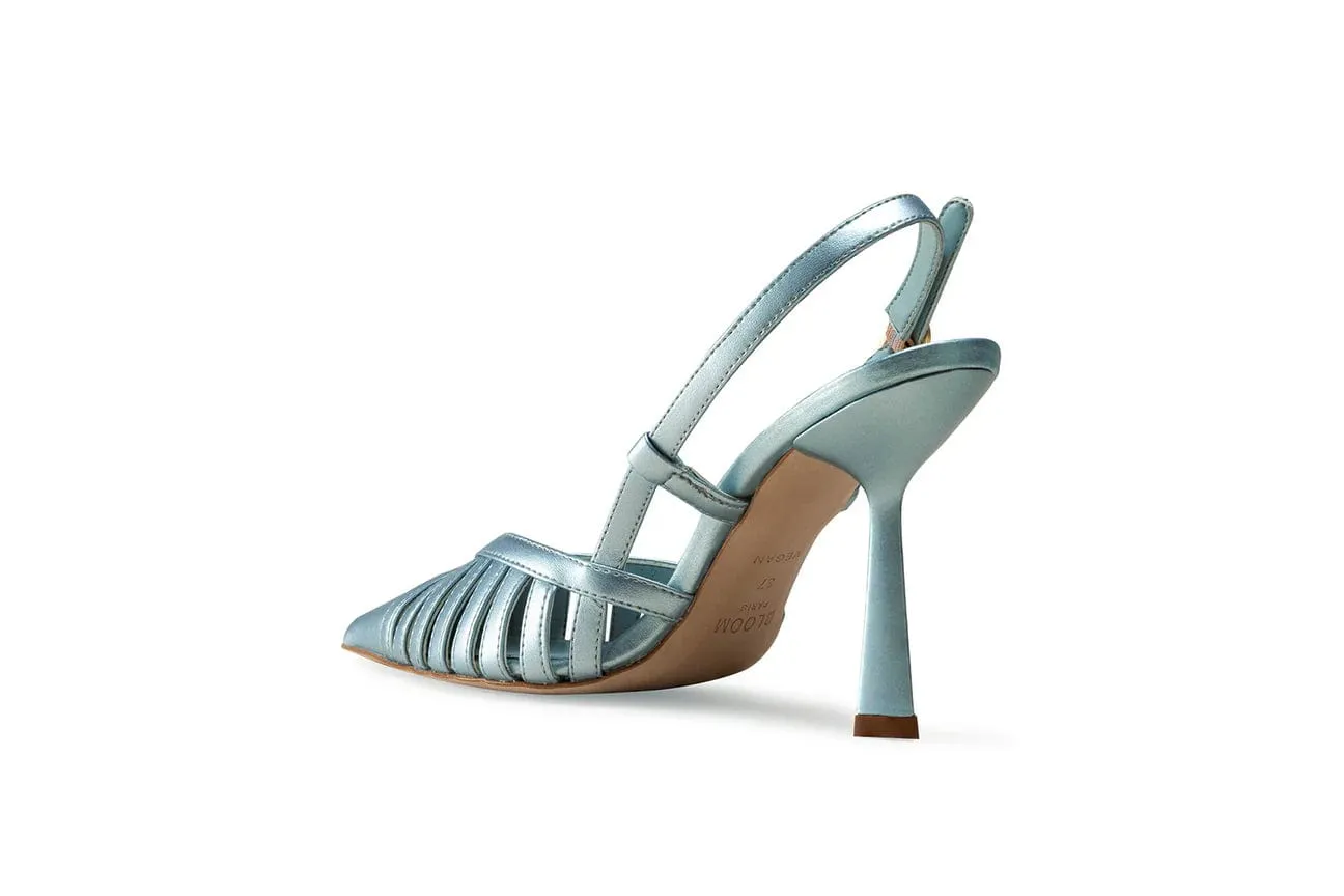 Lila Vegan Apple Leather Slingback Heels | Iridescent Blue