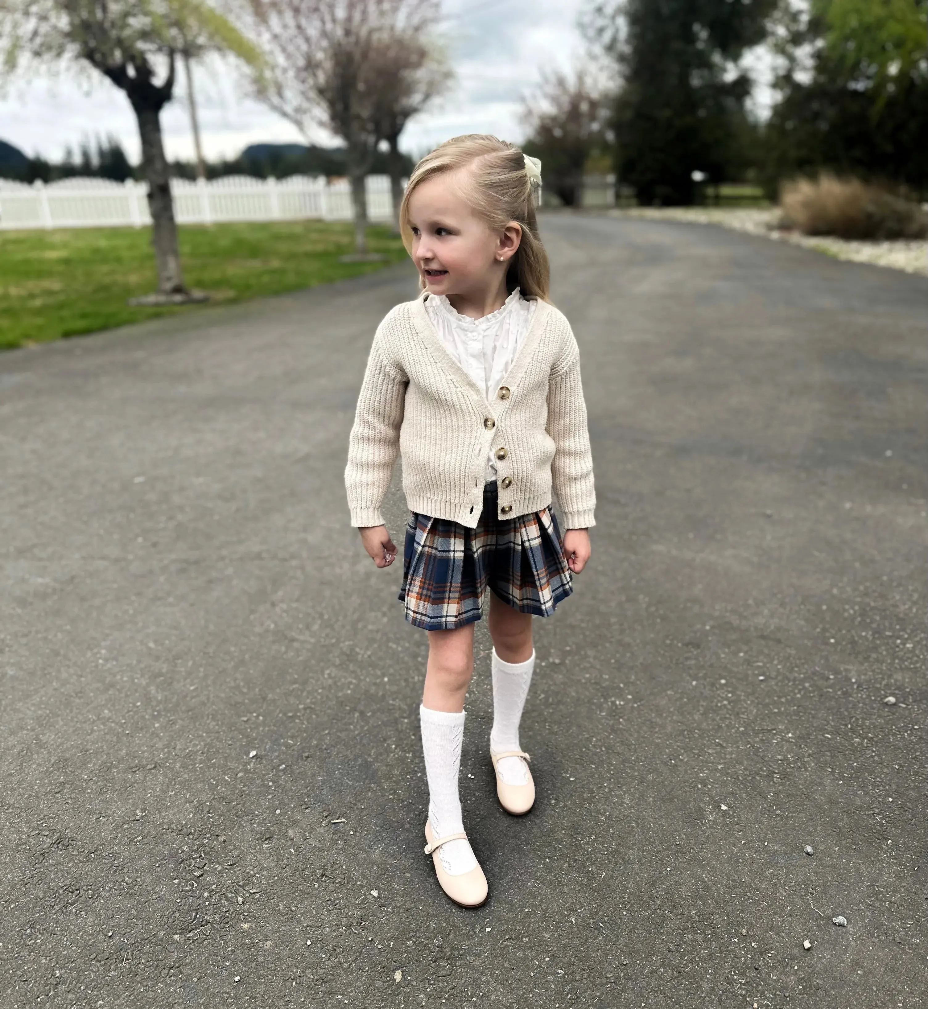 London- Beige Leather Mary Jane Shoes