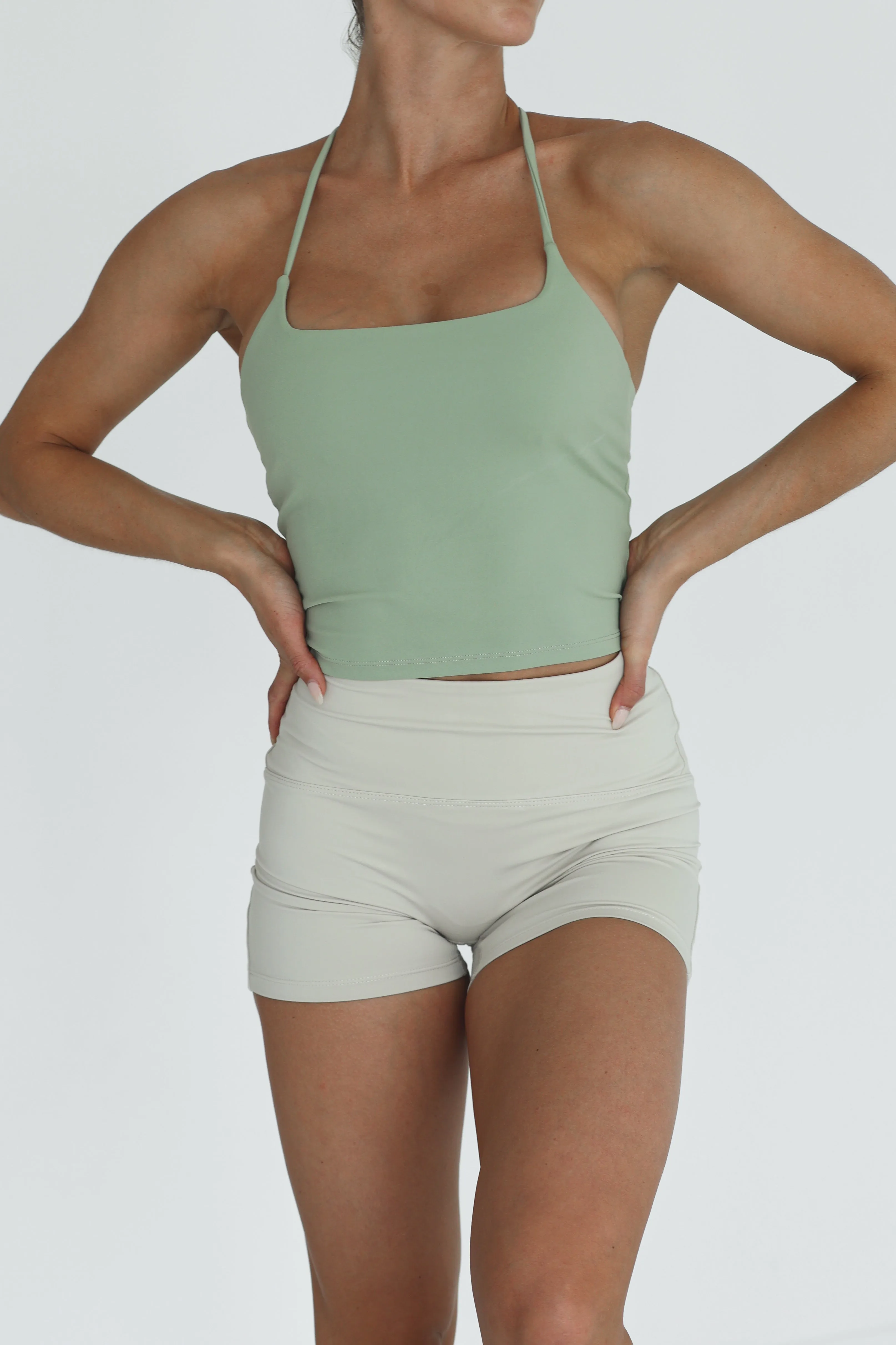 Luxe cross-back singlet: sage